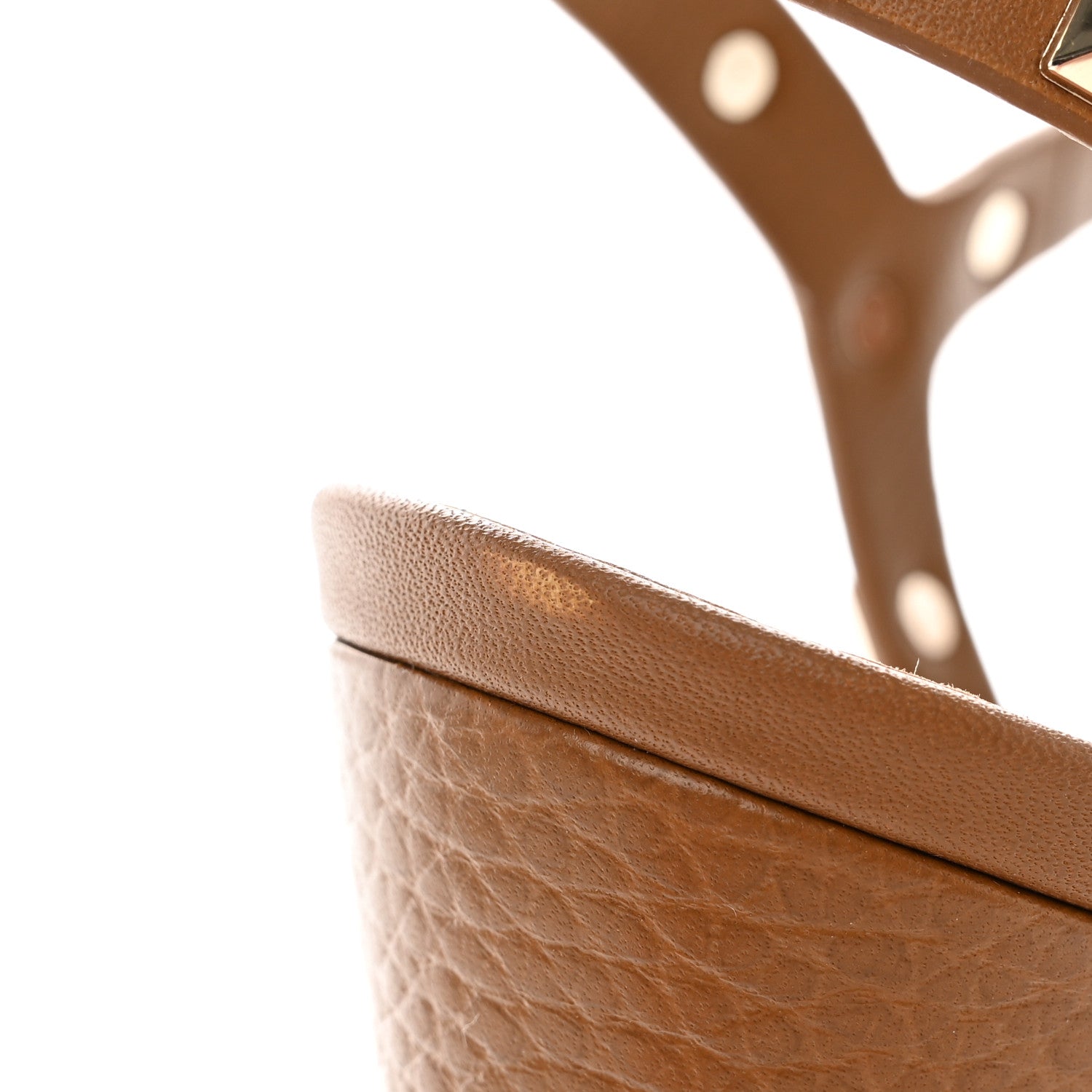 Valentino Garavani Grained Calfskin Rockstud T-Strap 5/105mm Sandals 36 Tobacco 9 of 11