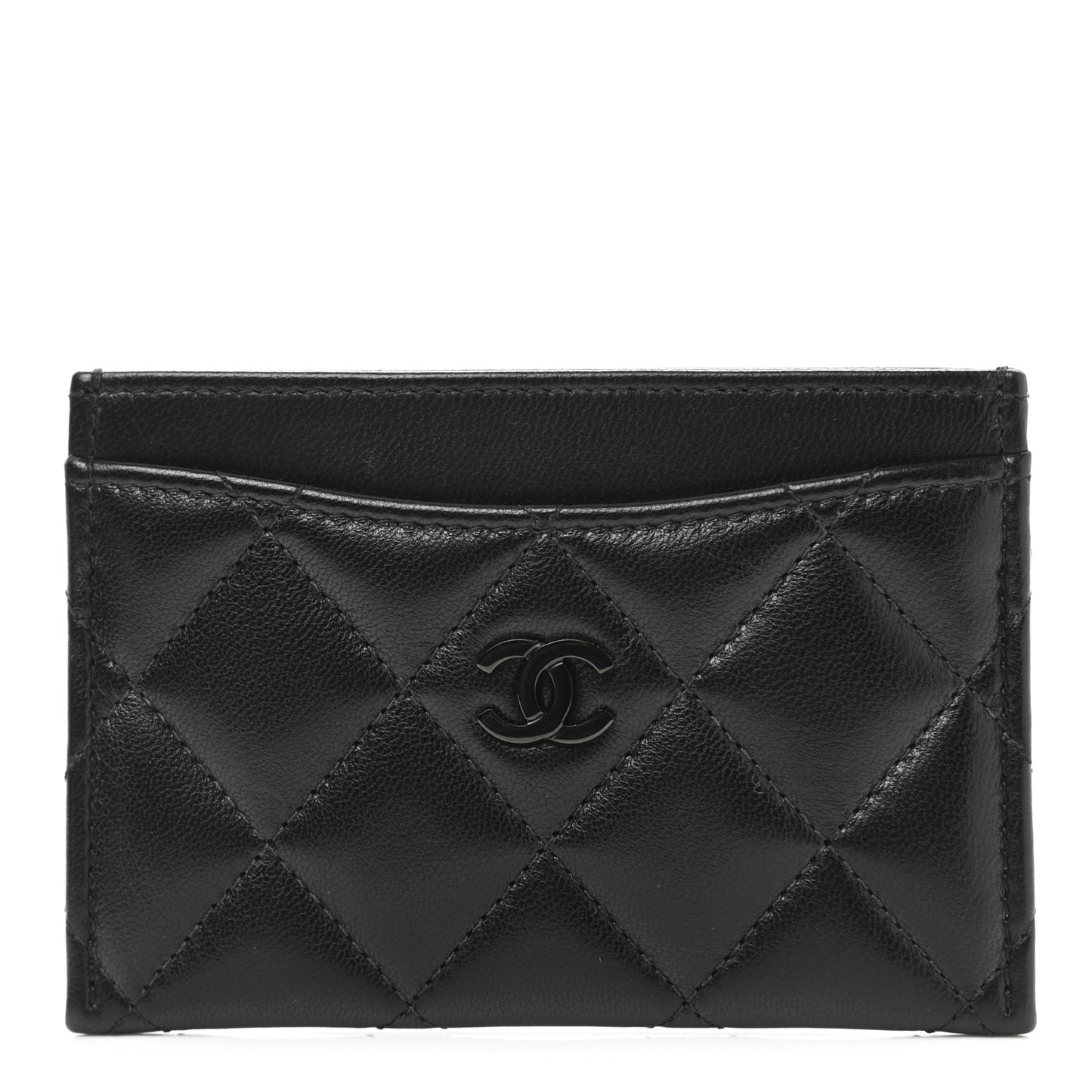 Lambskin Quilted Card Holder So Black