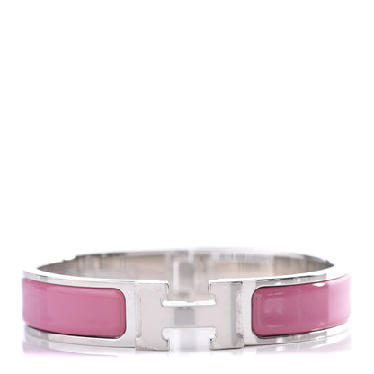Hermes Enamel Narrow Clic Clac H Bracelet PM Rose Velours 1 of 4