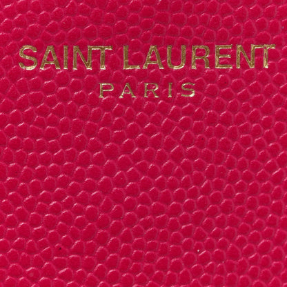 Saint Laurent Grain De Poudre Matelasse Chevron Monogram Chain Wallet Lipstick Fuchsia 6 of 12