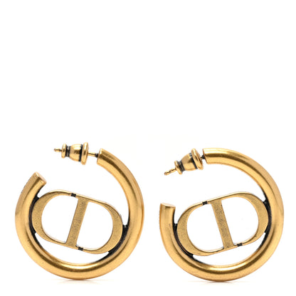 Christian Dior Metal 30 Montaigne Hoop Earrings Aged Gold 1 of 6