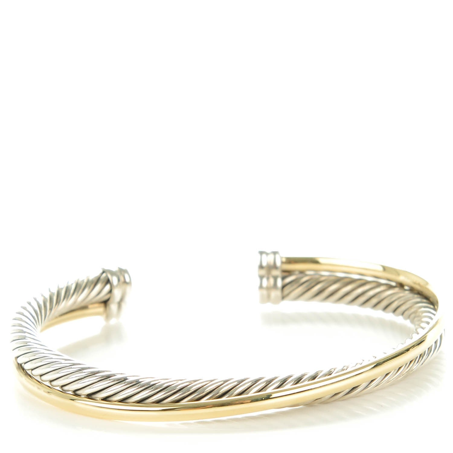 David Yurman Sterling Silver 18K Yellow Plated Gold 5mm Crossover Cuff 3 of 5