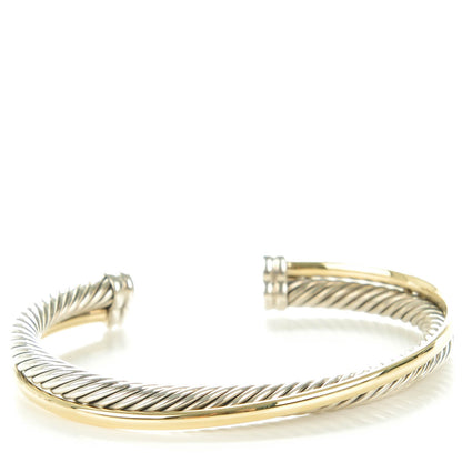 David Yurman Sterling Silver 18K Yellow Plated Gold 5mm Crossover Cuff 3 of 5