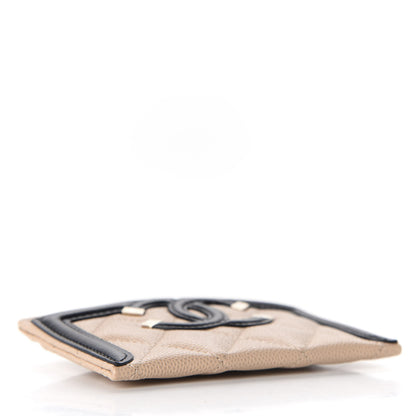 Chanel Caviar Quilted Filigree Card Holder Beige Black 4 of 9