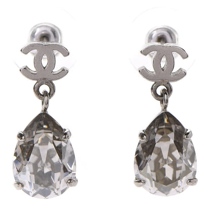 Chanel Crystal CC Tear Drop Earrings Silver 1 of 4