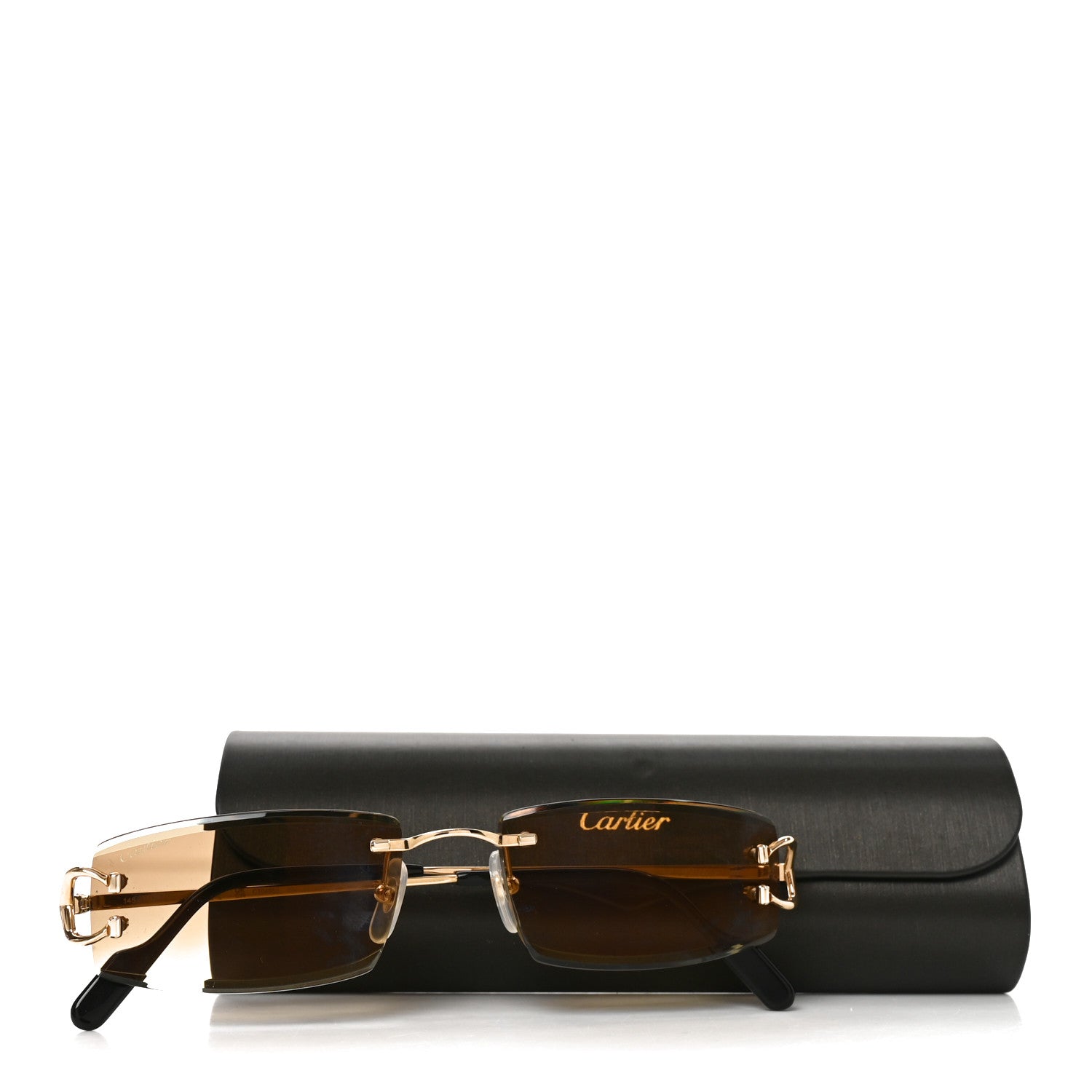 Cartier Metal Rimless C Decor Rectangular Sunglasses CT0465S Gold 7 of 7