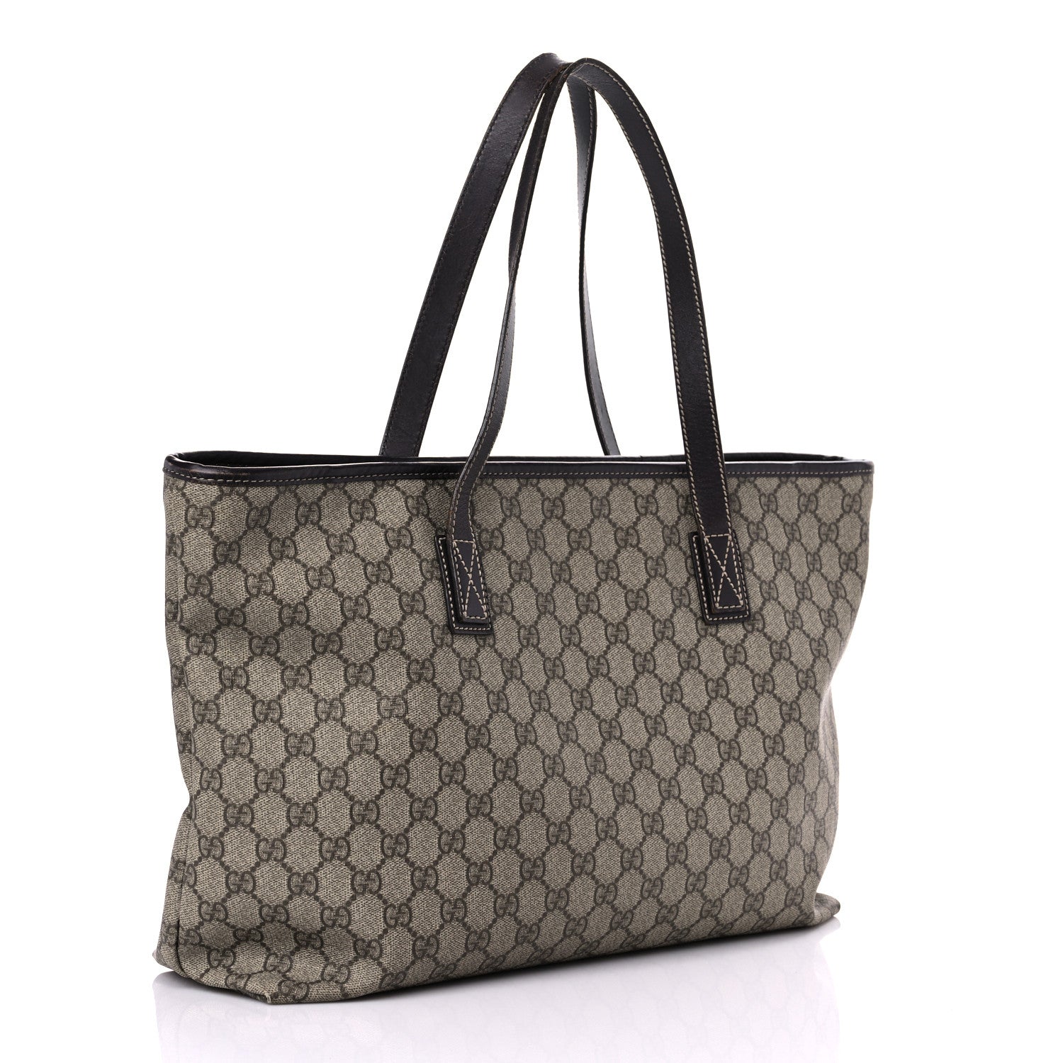 Gucci GG Supreme Monogram Medium Zippered Shopping Tote Dark Brown 3 of 21