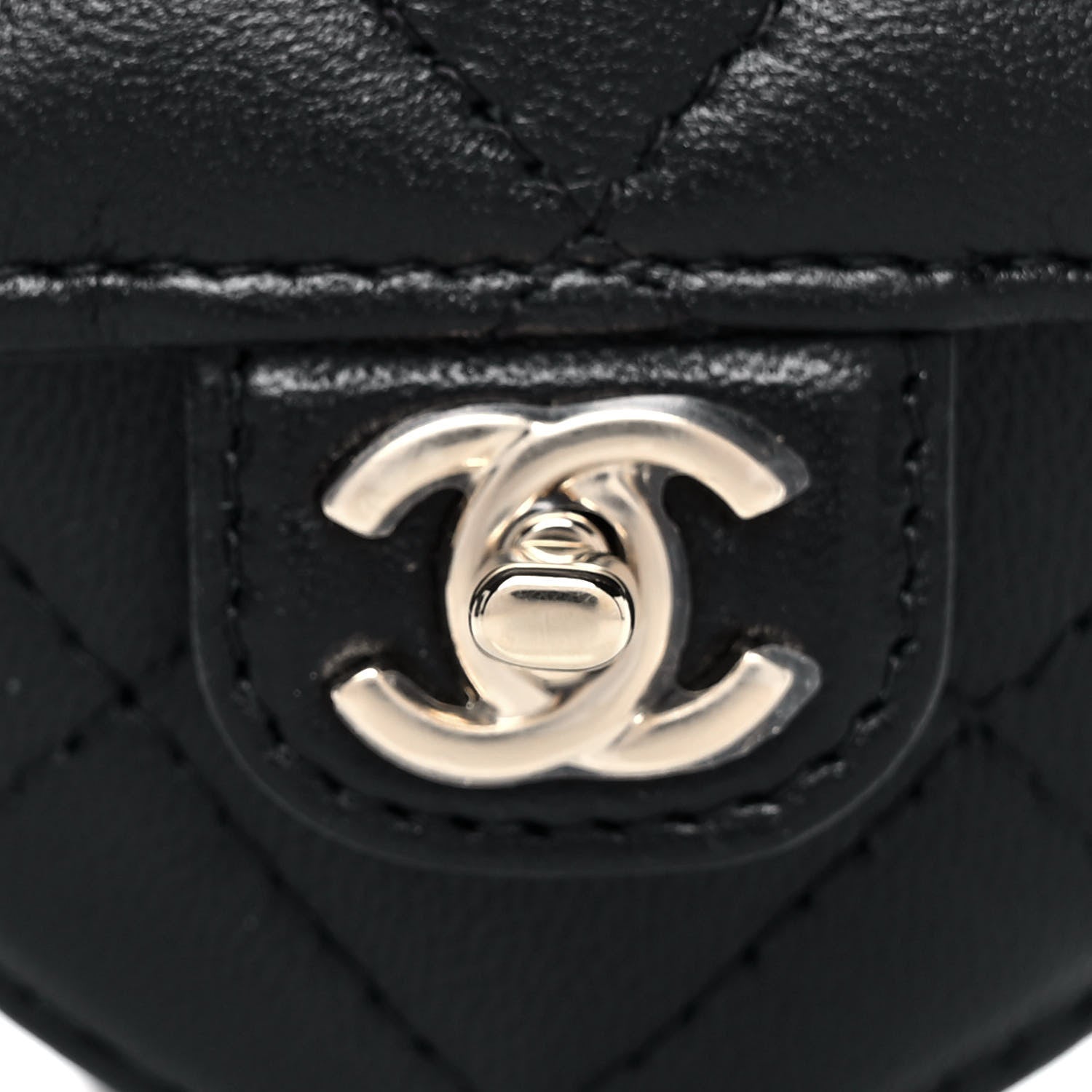 Chanel Lambskin Quilted CC In Love Heart Coin Purse With Chain Black 7 of 10