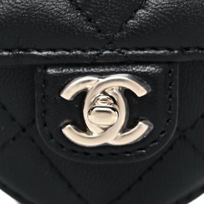 Chanel Lambskin Quilted CC In Love Heart Coin Purse With Chain Black 7 of 10