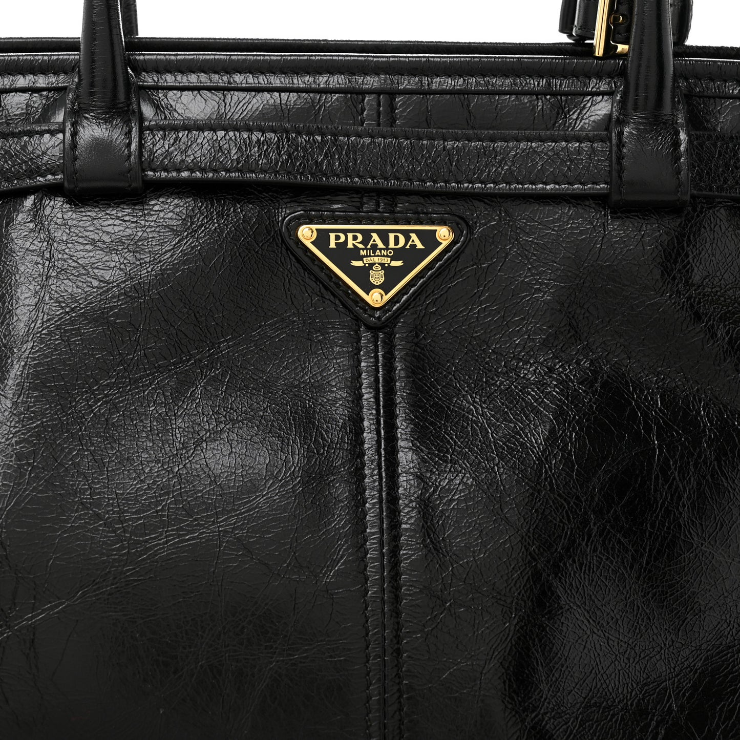 Glossy Calfskin Triangle Large Bonnie Shoulder Bag Black