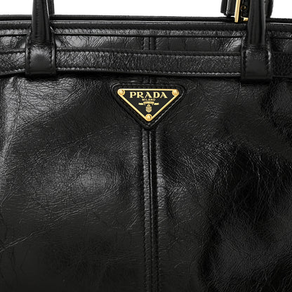 Prada Glossy Calfskin Triangle Large Bonnie Shoulder Bag Black 14 of 19