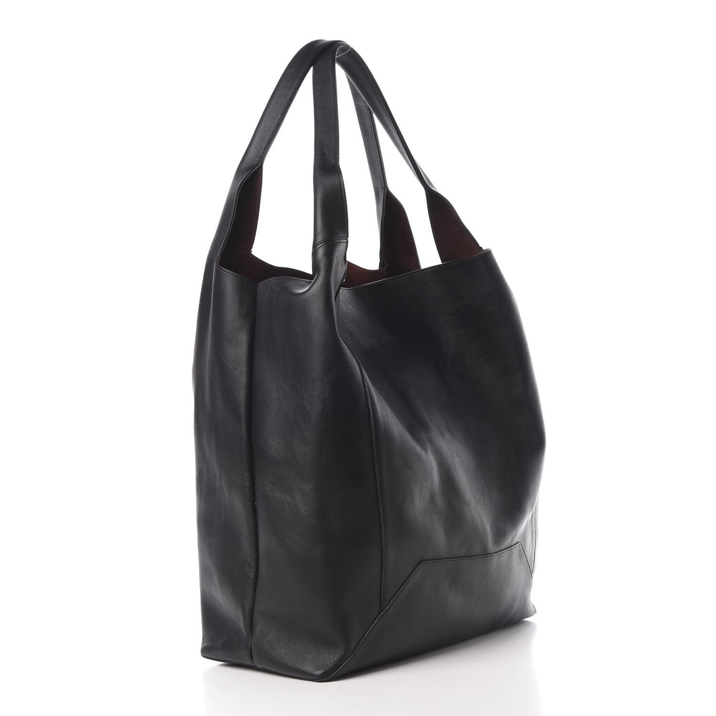 Shiny Smooth Calfskin Large Shopper Black