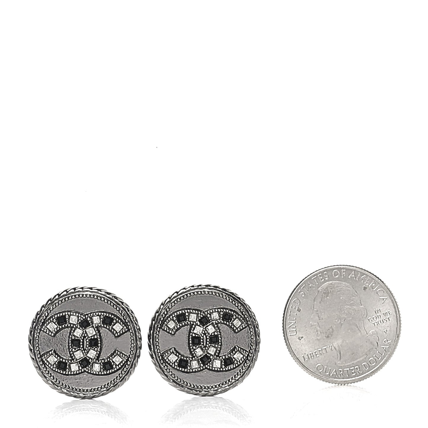 Ruthenium Crystal CC Round Earrings