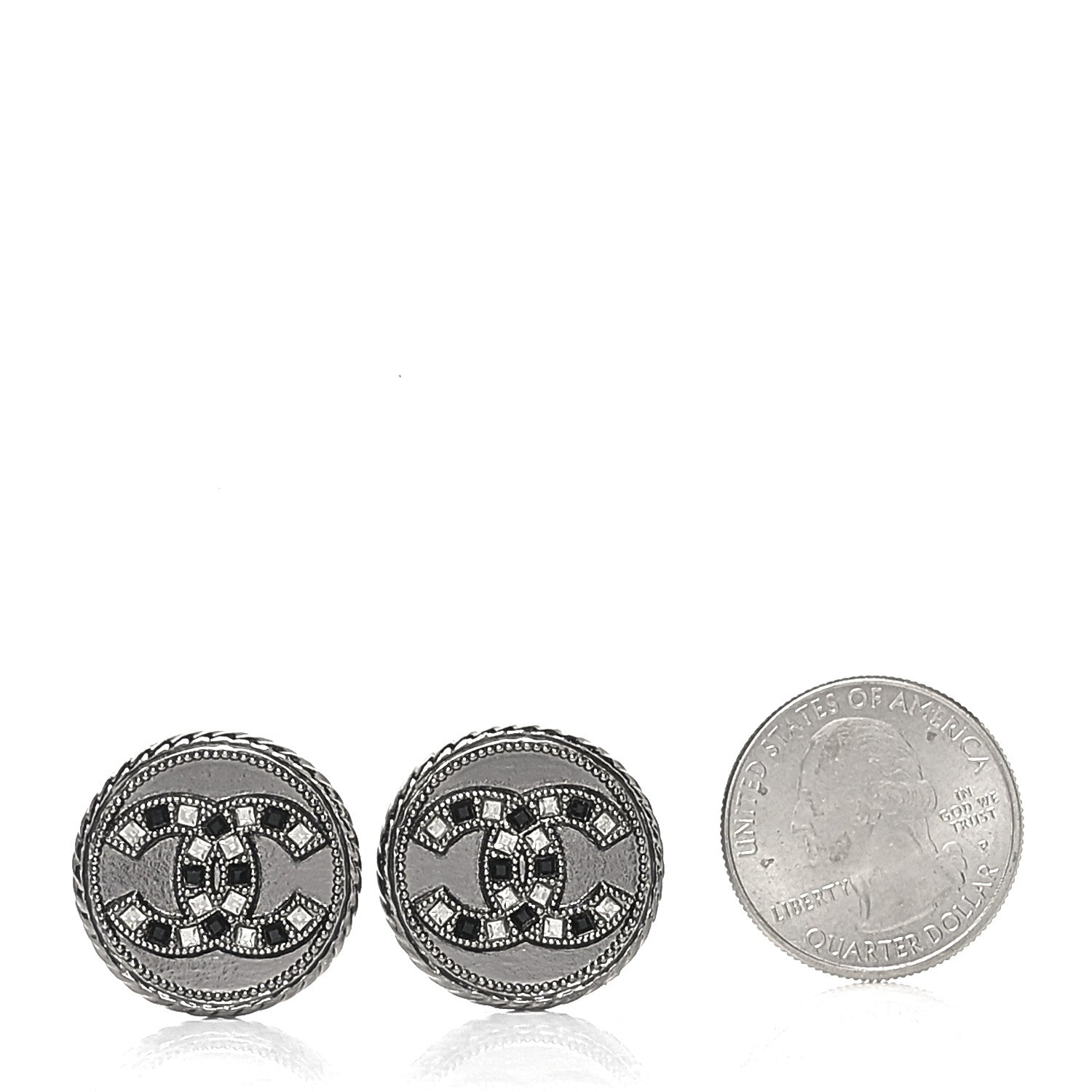 Chanel Ruthenium Crystal CC Round Earrings 2 of 4