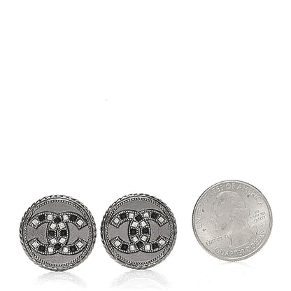 Chanel Ruthenium Crystal CC Round Earrings 2 of 4