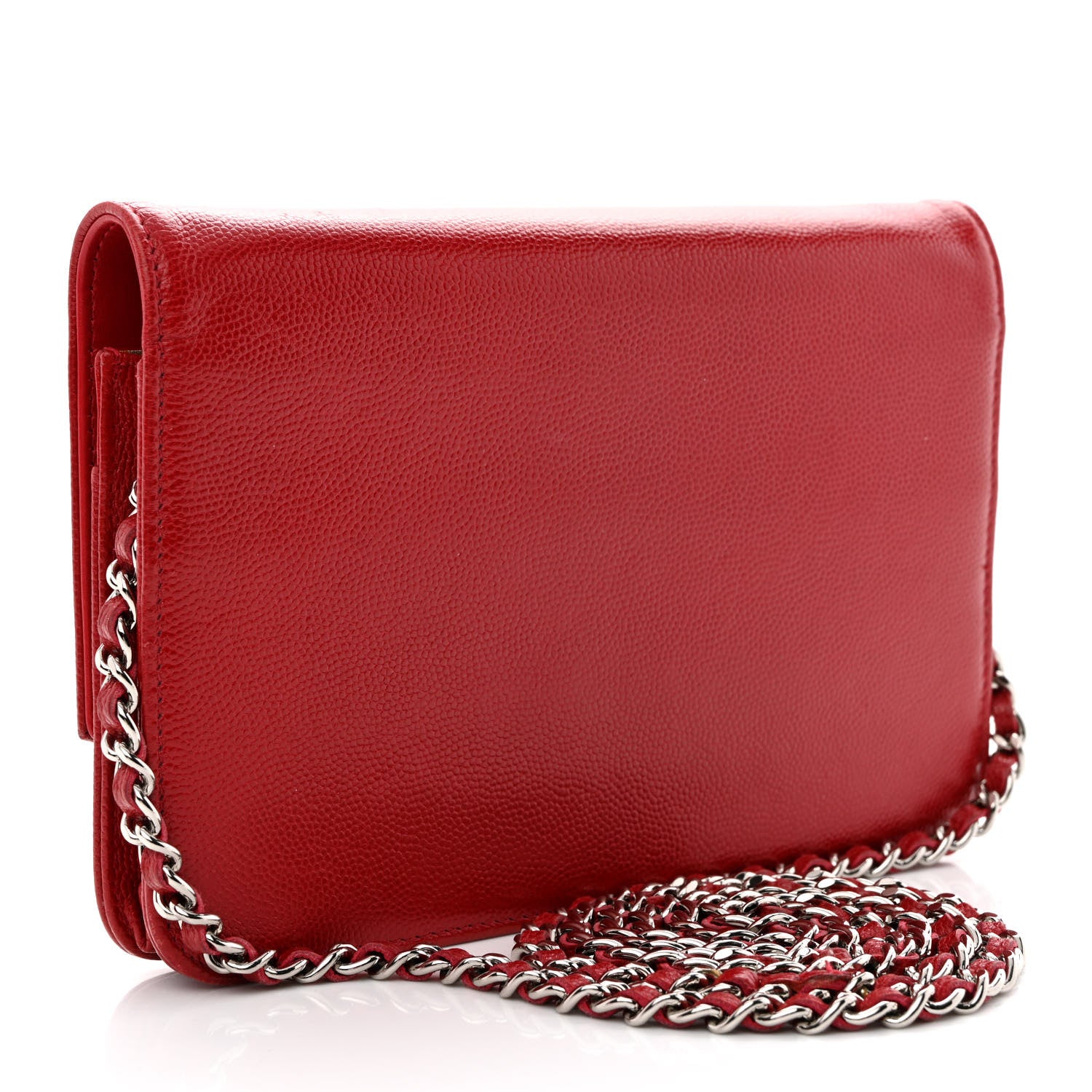 Chanel Caviar Sevruga Wallet on Chain WOC Red 3 of 13