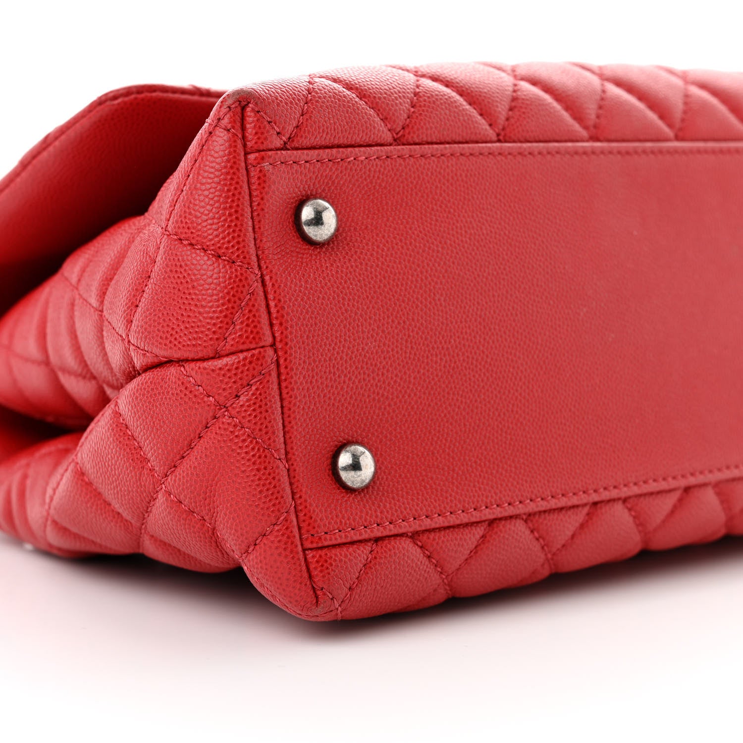 Chanel Caviar Quilted Small Coco Handle Flap Red 9 of 10