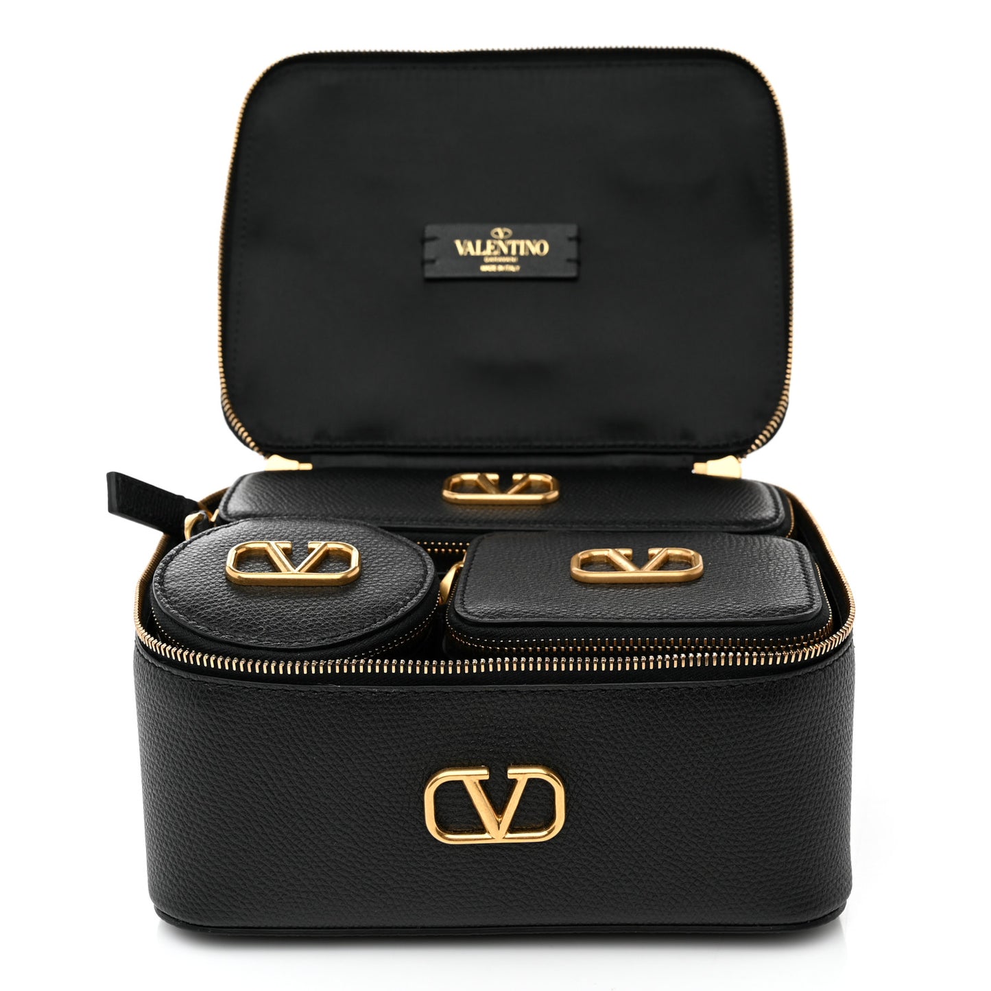 Grained Calfskin VLogo Signature Wash Bag Black