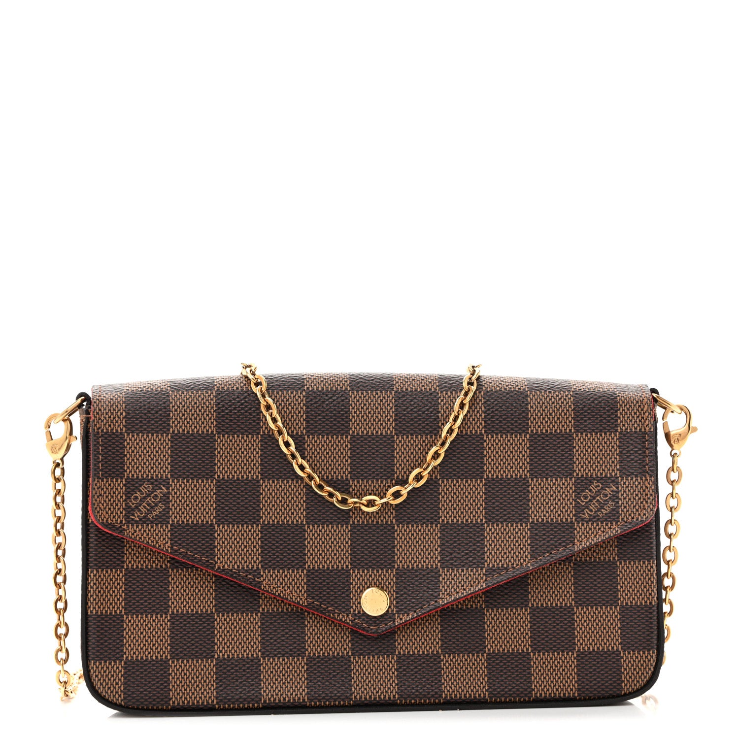 Louis Vuitton Damier Ebene Pochette Felicie Chain Wallet 1 of 15