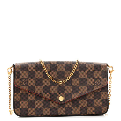 Louis Vuitton Damier Ebene Pochette Felicie Chain Wallet 1 of 15