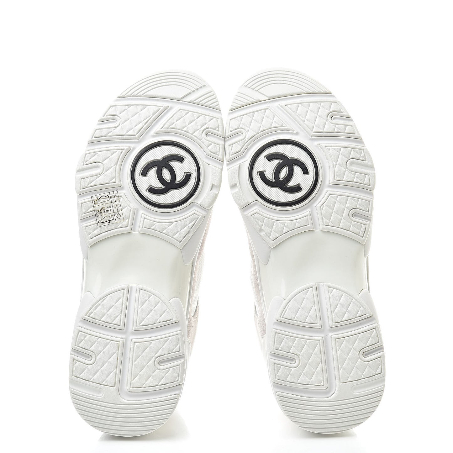 Suede Calfskin Fabric CC Sneakers 36 White