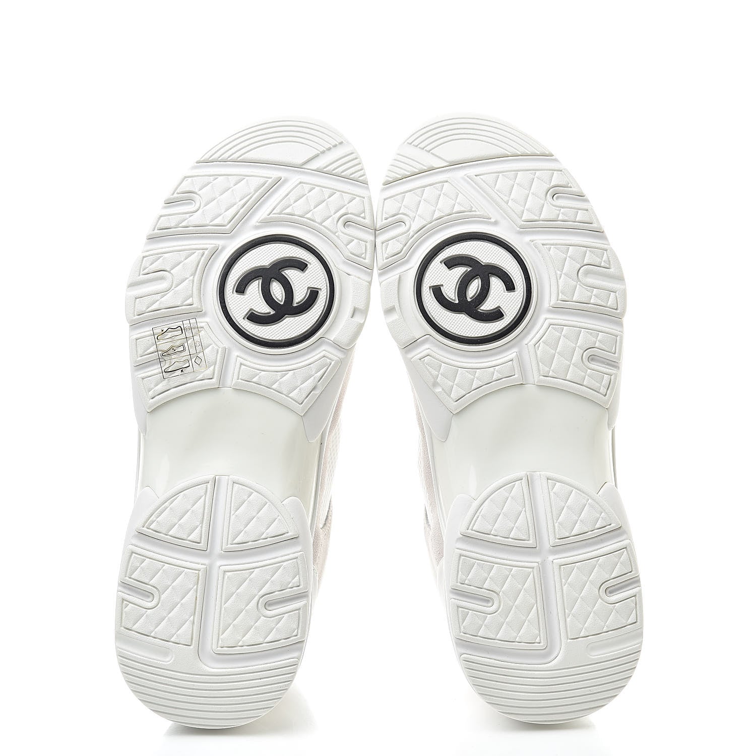 Chanel Suede Calfskin Fabric CC Sneakers 36 White 5 of 8