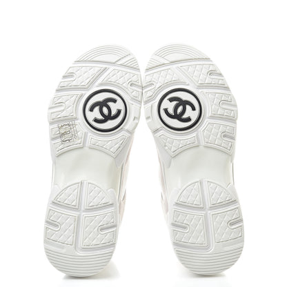Chanel Suede Calfskin Fabric CC Sneakers 36 White 5 of 8