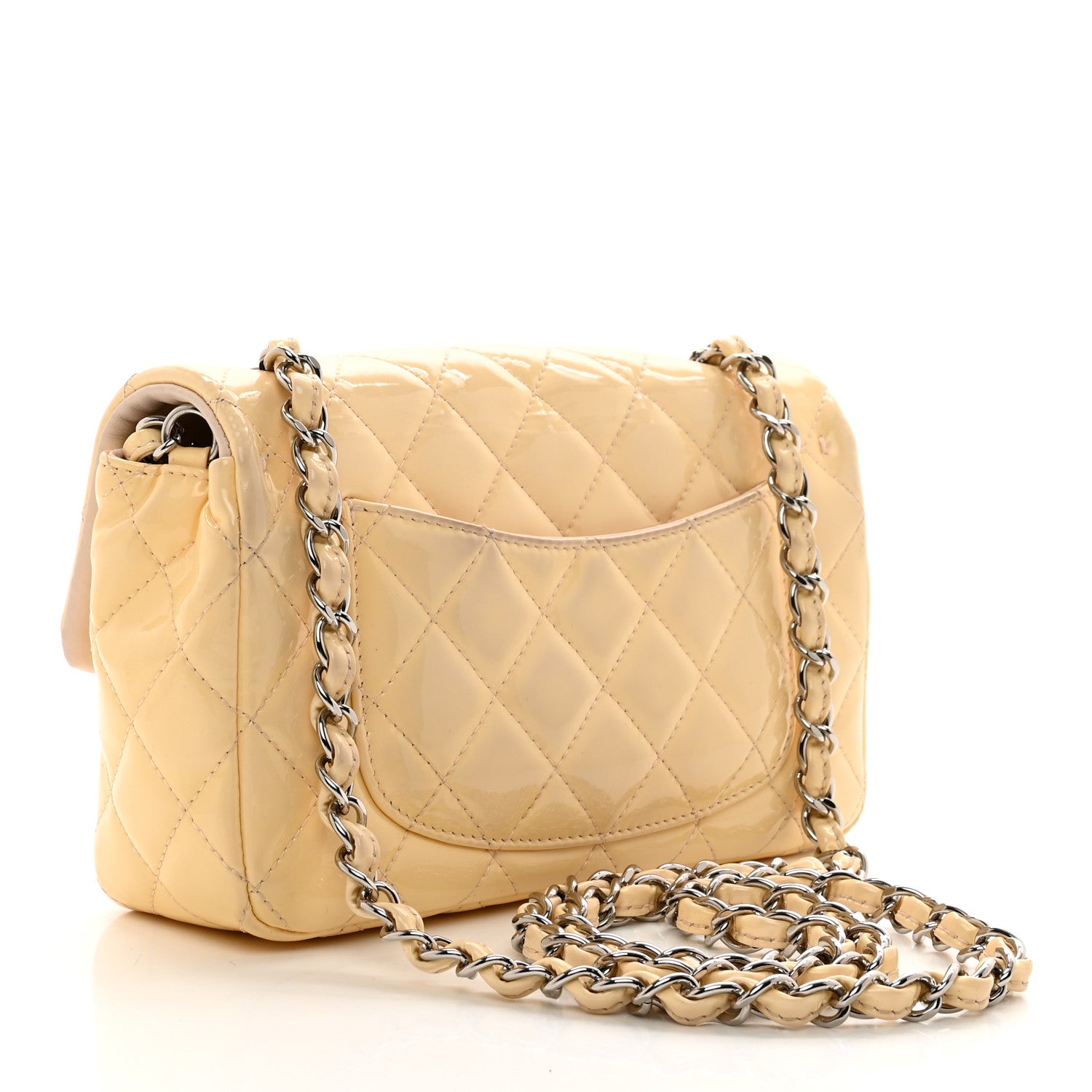 Chanel Patent Calfskin Quilted Mini Rectangular Flap Beige 3 of 13
