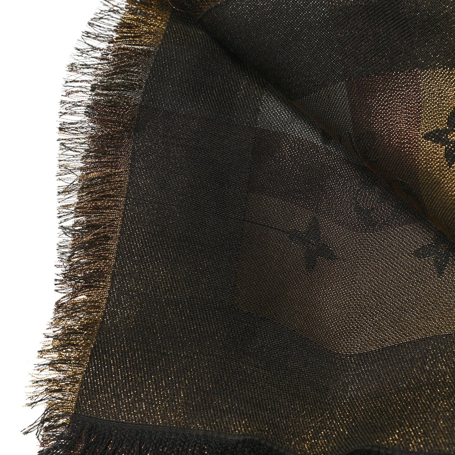 Louis Vuitton Silk Lurex Wool So Shine Monogram Shawl Black 4 of 4