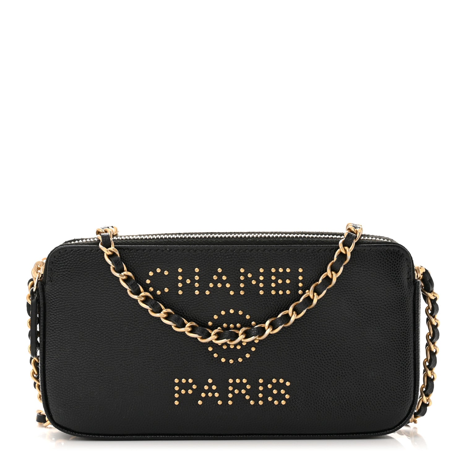 Chanel Caviar Studded Small Deauville Clutch With Chain Black 1 of 12