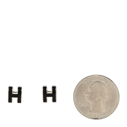 Hermes Palladium Lacquered Mini Pop H Earrings Black 2 of 4