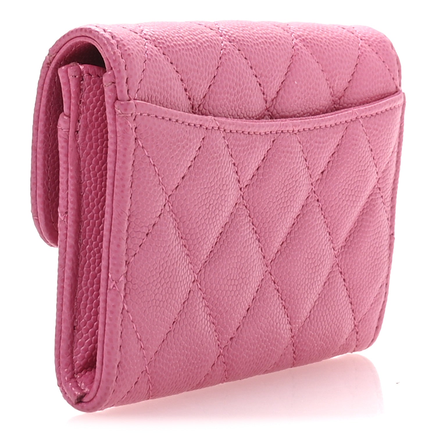 Chanel Caviar Quilted Flap Card Holder Wallet Pink 3 of 9