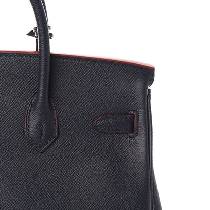 Hermes Epsom Contour Birkin 25 Bleu Indigo Rouge H 31 of 34