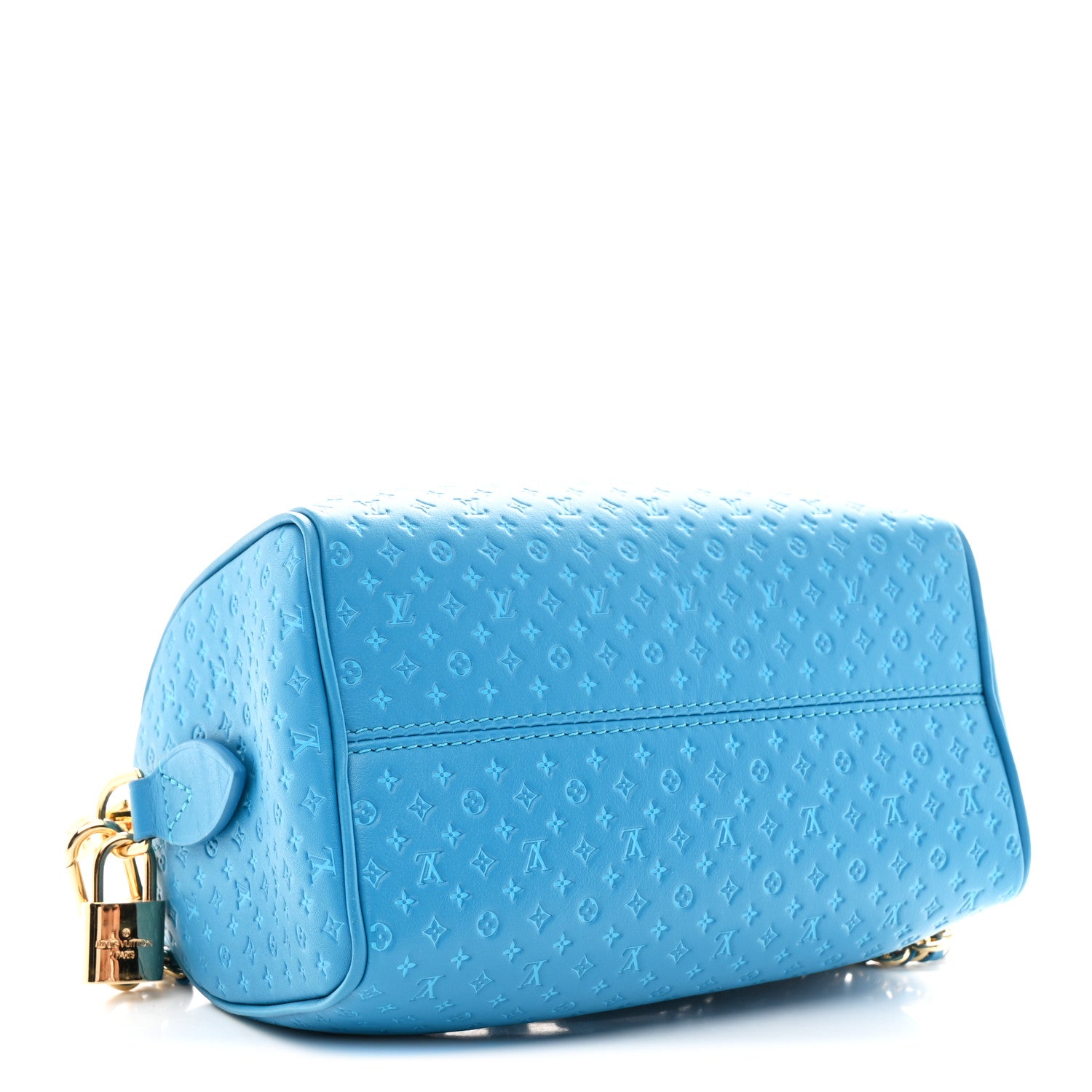 Louis Vuitton Calfskin Nanogram Embossed Speedy Bandouliere 20 Blue 4 of 10