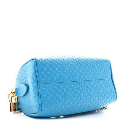 Louis Vuitton Calfskin Nanogram Embossed Speedy Bandouliere 20 Blue 4 of 10