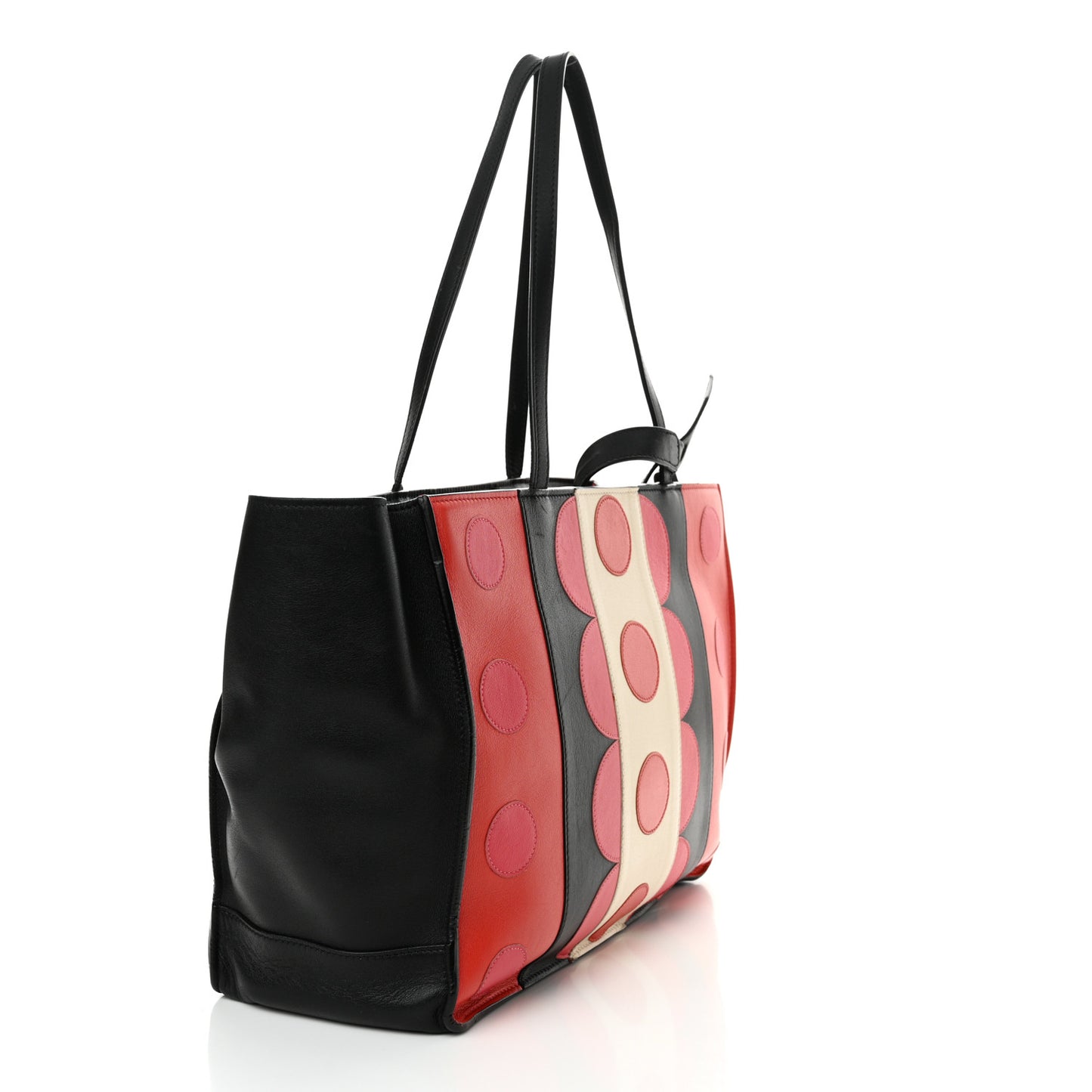 Calfskin Carmen Medium Tote Black Deep Rose
