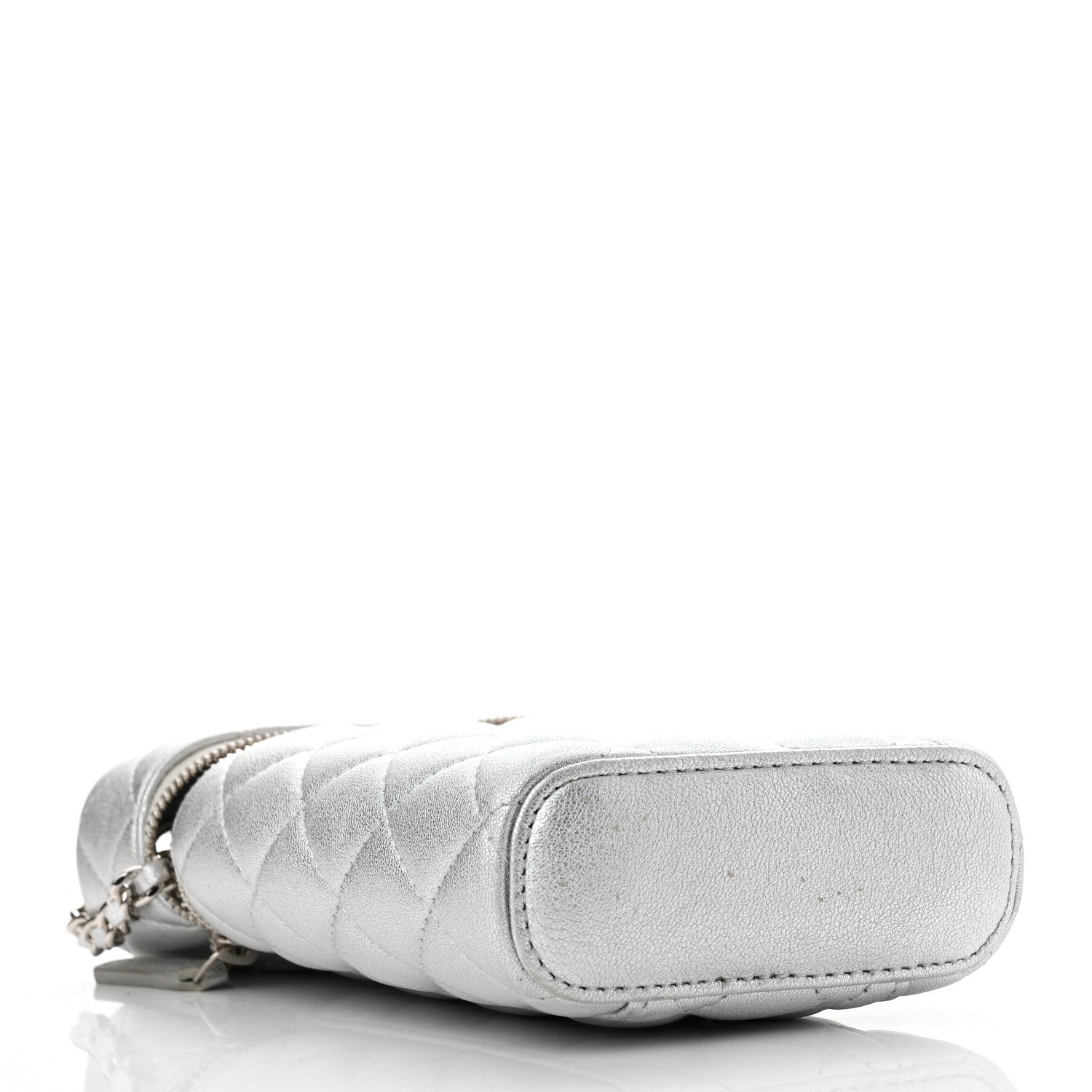 Chanel Metallic Lambskin Quilted Phone Holder With Chain Silver 4 of 10