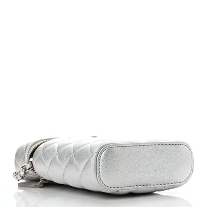 Chanel Metallic Lambskin Quilted Phone Holder With Chain Silver 4 of 10