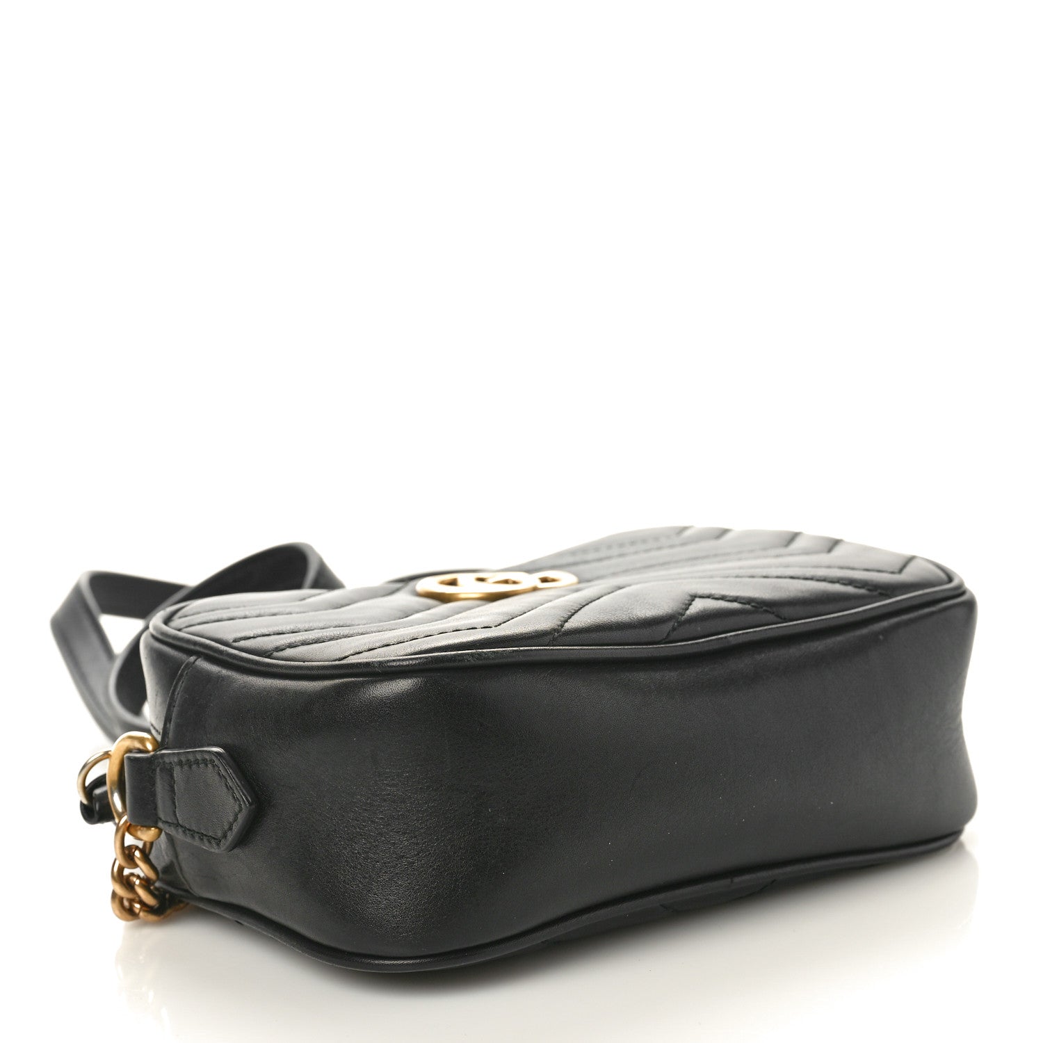 Gucci Calfskin Matelasse Mini GG Marmont Chain Shoulder Bag Black 4 of 10