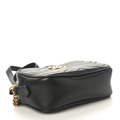 Gucci Calfskin Matelasse Mini GG Marmont Chain Shoulder Bag Black 4 of 10