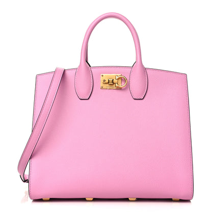 Salvatore Ferragamo Hammered Calfskin Medium The Studio Box Bag Flamingo 1 of 9