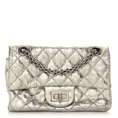 Chanel Metallic Aged Calfskin Striped Accordion Reissue 2.55 Mini Flap Silver 1 of 13