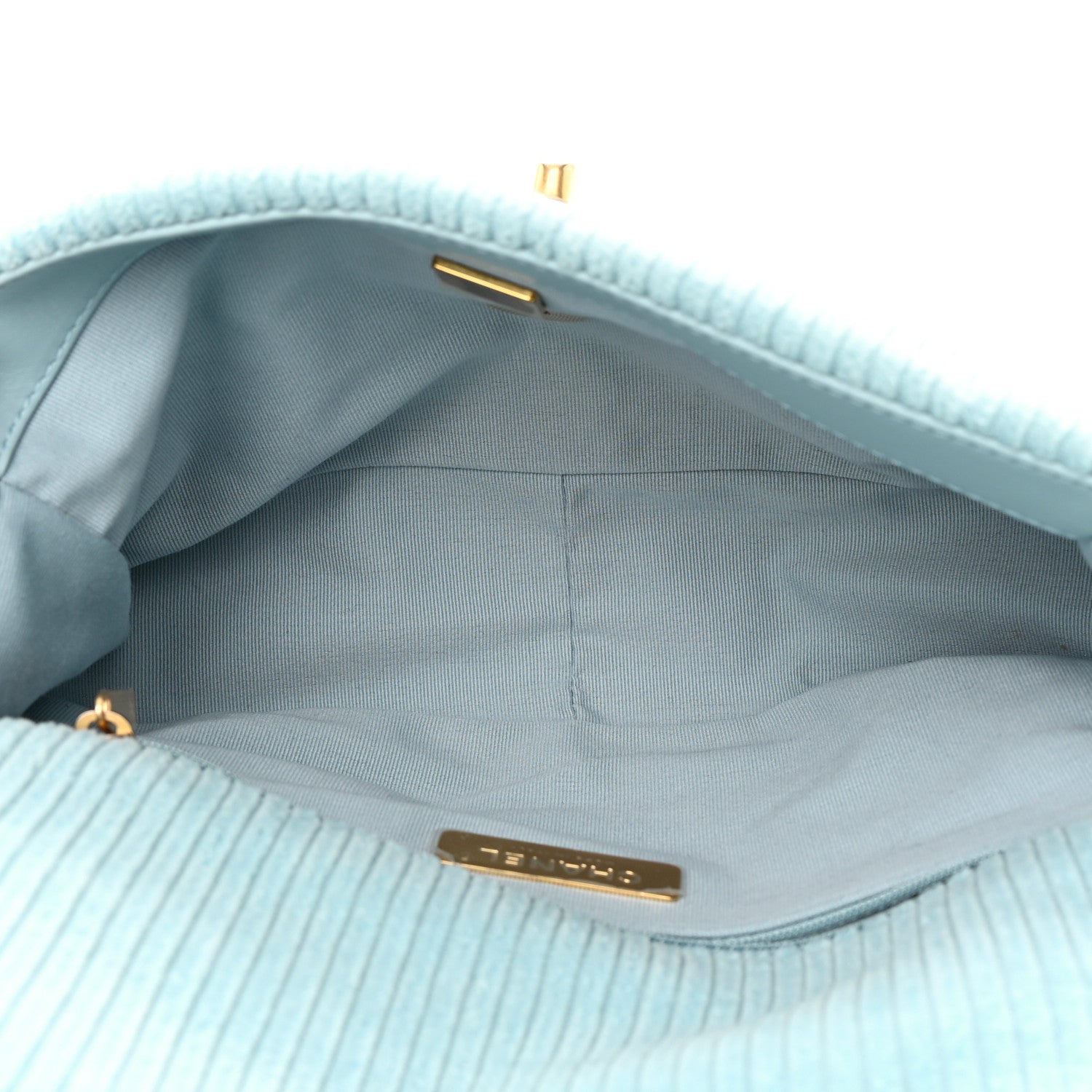 Chanel Corduroy Quilted Medium Chanel 19 Flap Light Blue 4 of 10