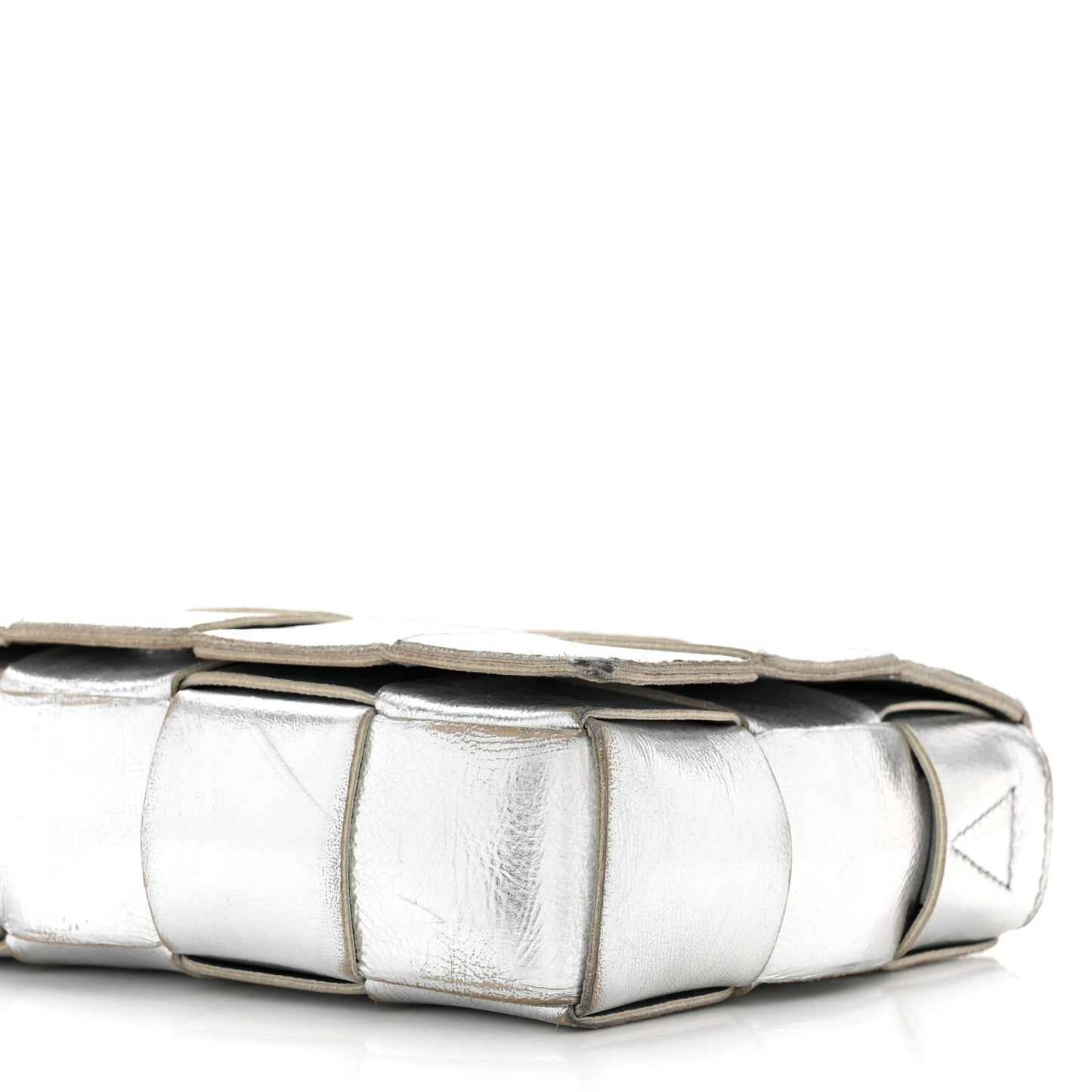Metallic Lambskin Maxi Intrecciato Cassette Crossbody Bag Silver