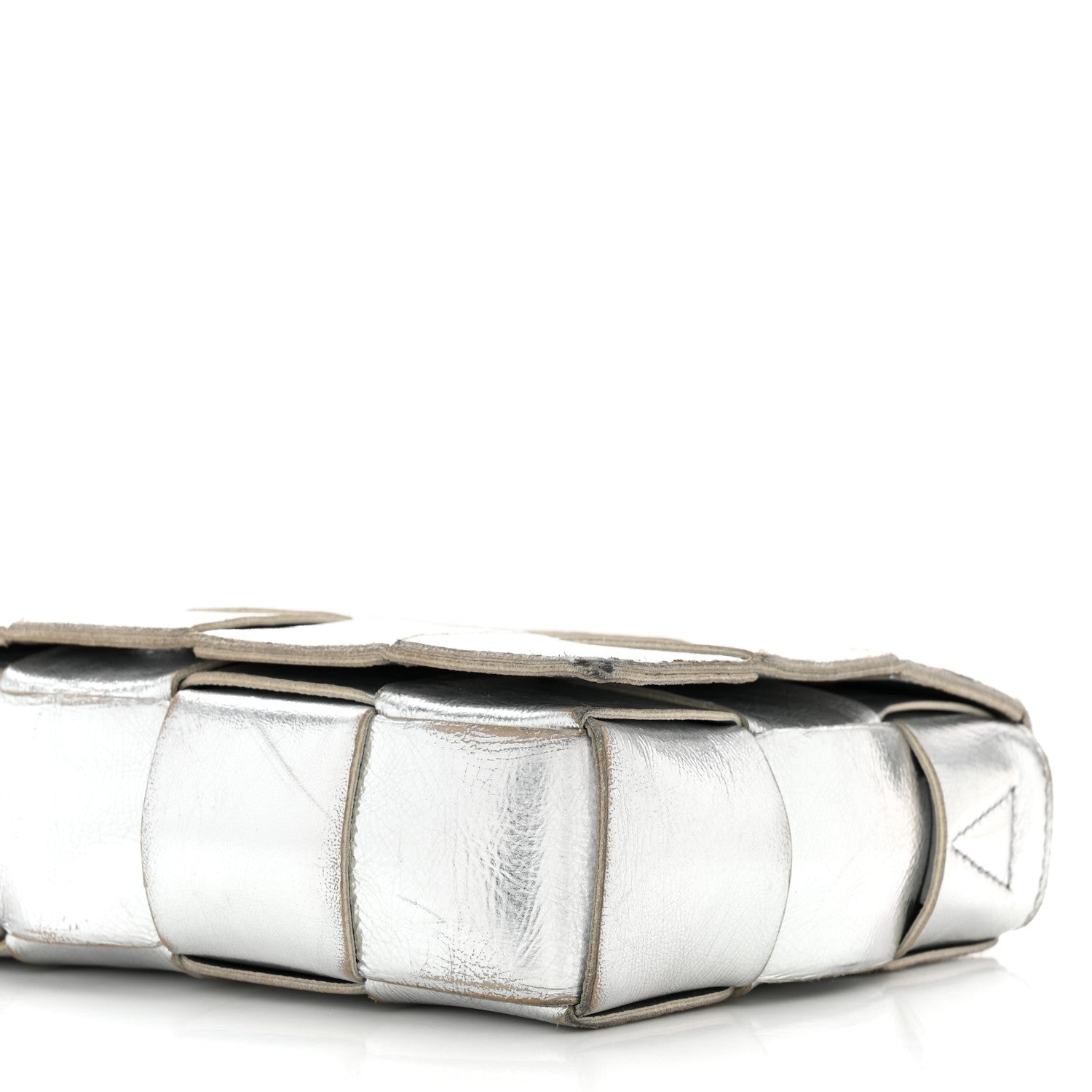 Bottega Veneta Metallic Lambskin Maxi Intrecciato Cassette Crossbody Bag Silver 10 of 12