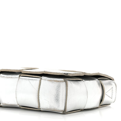 Bottega Veneta Metallic Lambskin Maxi Intrecciato Cassette Crossbody Bag Silver 10 of 12