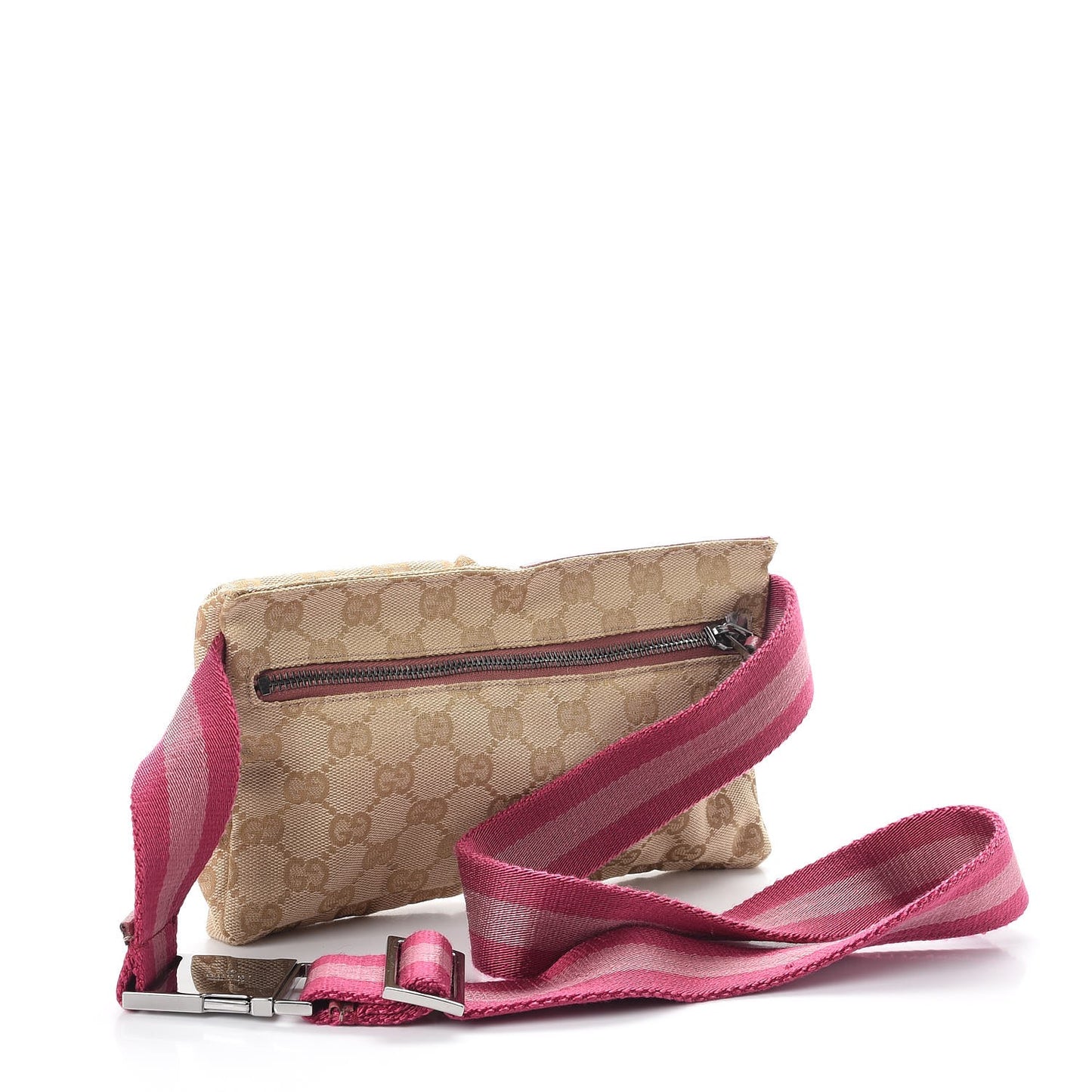 GG Monogram Web Double Pocket Belt Bag Pink