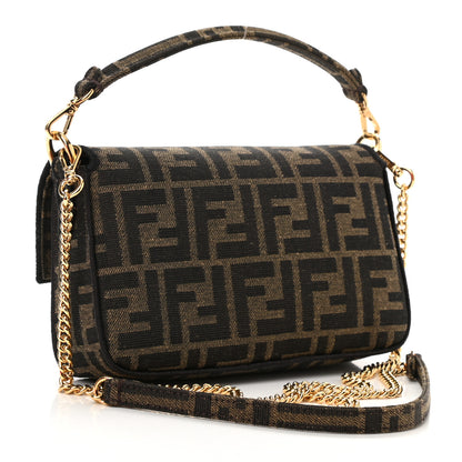 Fendi Fabric Jacquard FF 1974 Mini Baguette Tobacco Moro Black 3 of 10
