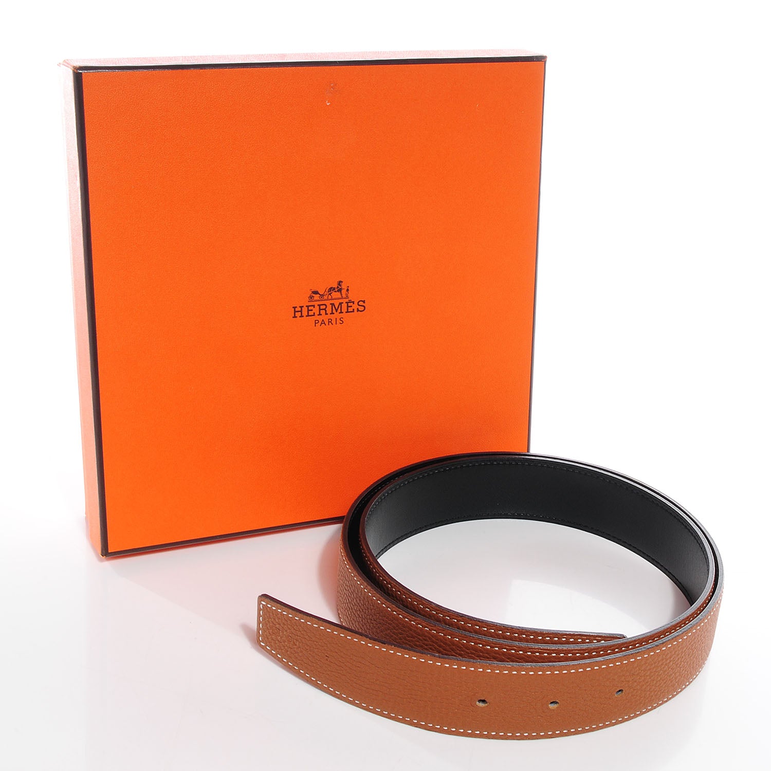 Hermes Togo Box Reversible 32mm Belt Strap 90 Gold Noir 5 of 5