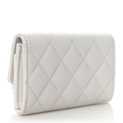 Chanel Caviar Metal Perforated Quilted CC Flap Card Holder White 3 of 9